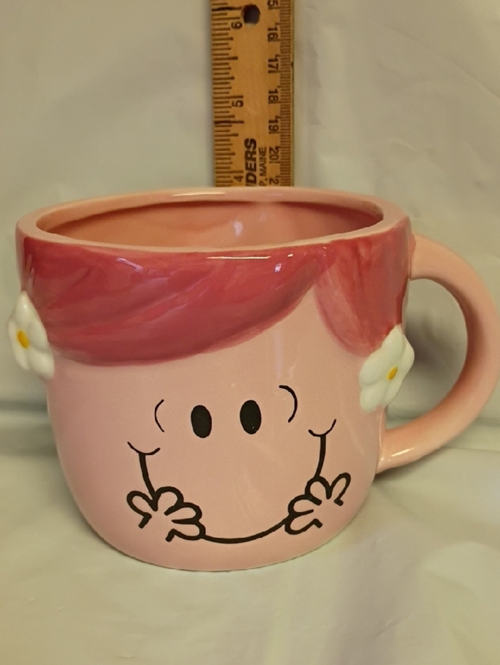 Magenta Pink Smiley Ceramic Mug with Daisy Ears Mr Men Little Miss Hug NWOT - Picture 9 of 10